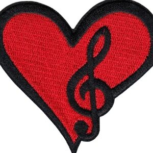 NWT Music Heart Patch For Denim Jeans And Jean Jackets